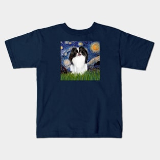 Japanese Chin in Starry Night Adaptation Kids T-Shirt